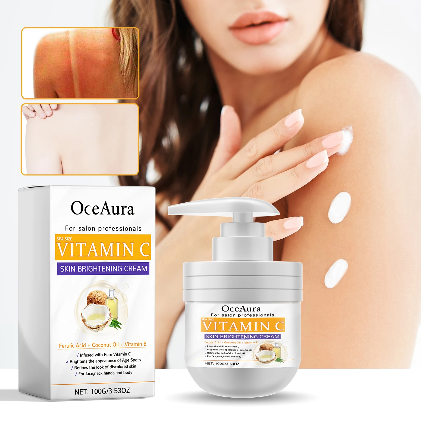 OceAura Vitamin C Face Body Cream Moisturizing Skin Care Lotion Anti Aging Skincare Moisturizer Body Face Age Spots Wrinkles