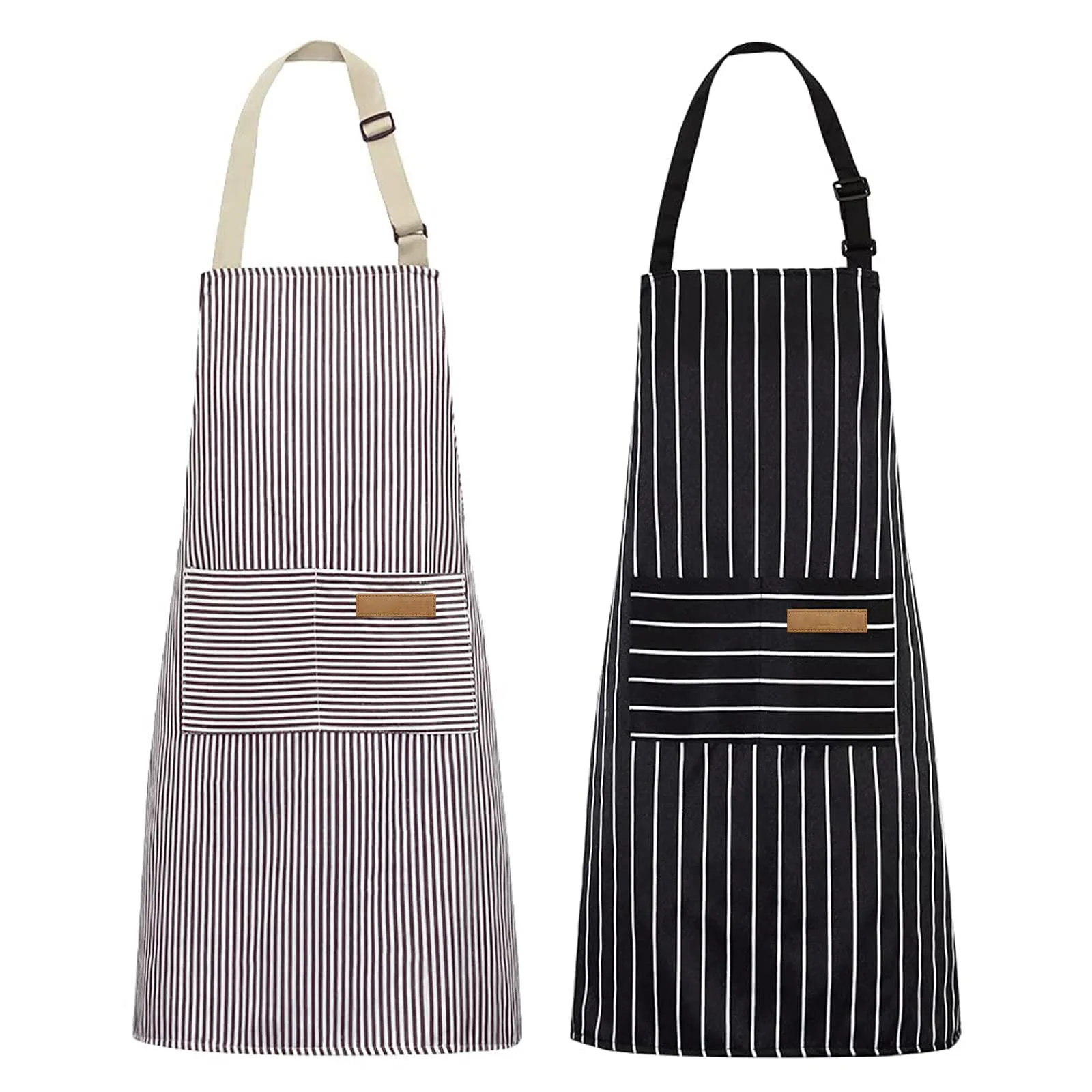 

Kitchen Cooking Aprons with Stripes for Men and Women, Adjustable Bib, Soft Chef Apron with 2 Pockets