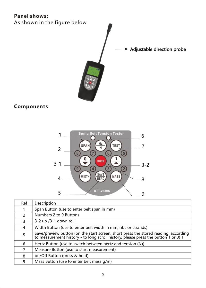 Manufacturer Sonic Belt Frequency Meter Acoustic Belt Tension Tester BTT-2880S 10-680Hz