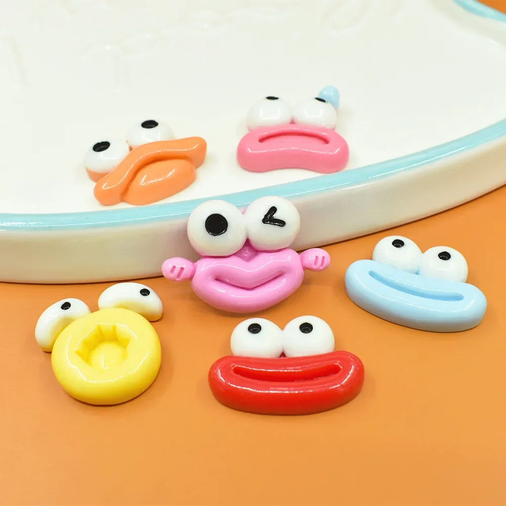 Kawaii Resin Funny Big Eyes Figurines Flat Back Embellishments Parts Scrapbooking Cabochon Materials Accessories Charms