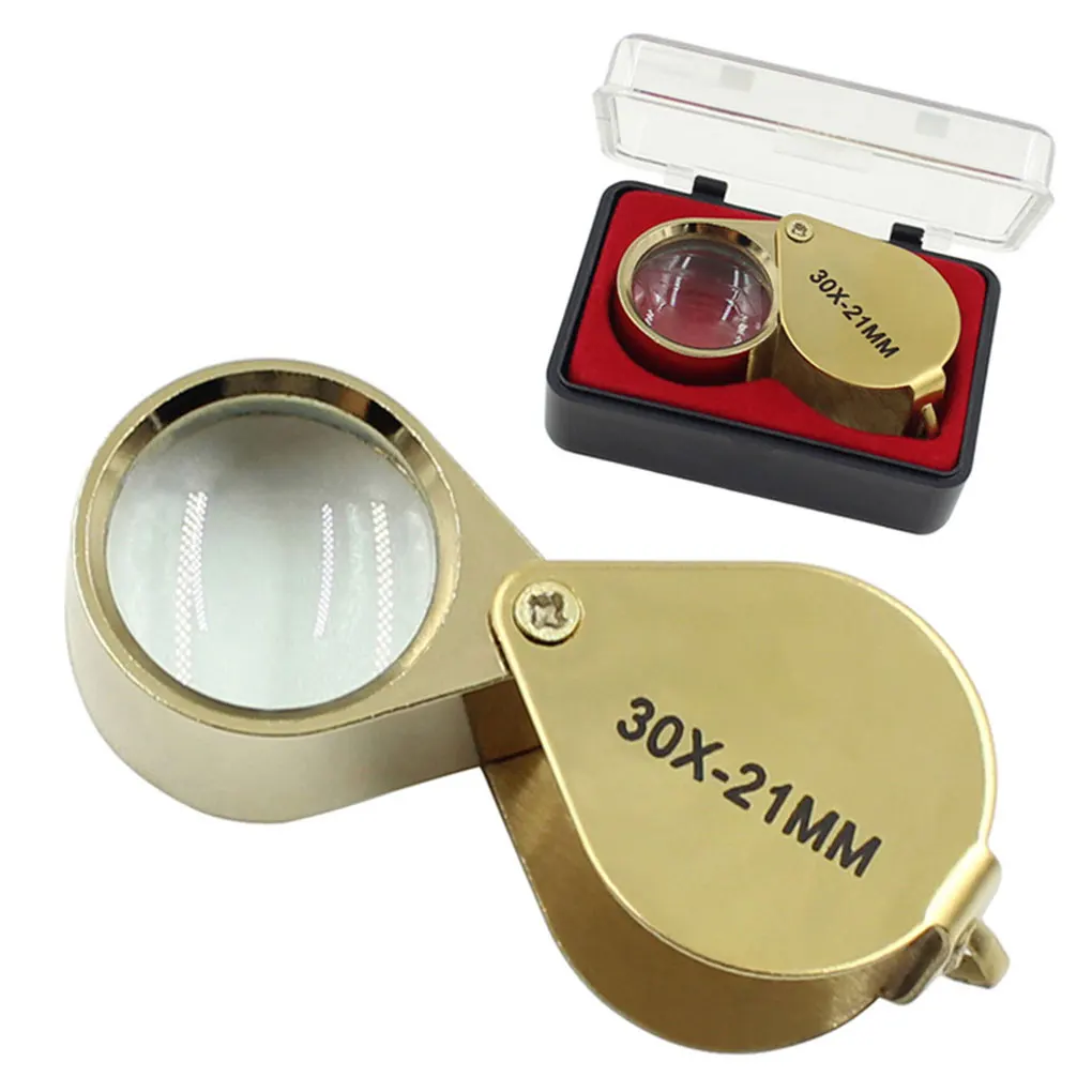 Jewelry Magnifier Lens Professional Folding Metal Craft Jewelers Eyes Tools High Definition 30X21mm Magnifying Glass Equipment