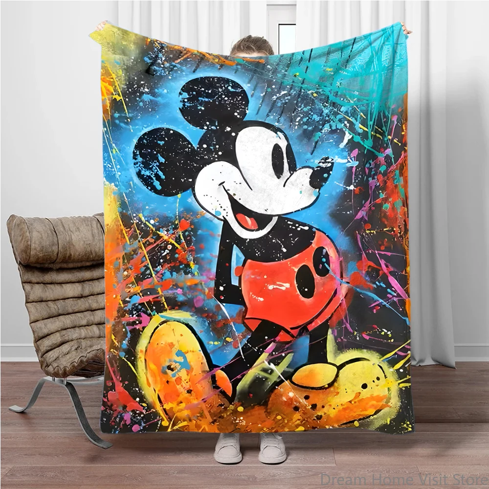

Disney Mickey Mouse Cartoon Flannel Blanket Fluffy Children and Adults Sofa Plush Bedspread Throw Lunch Blanket for Sofa Bed