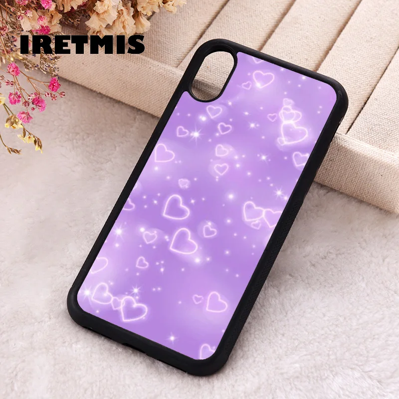 Iretmis Phone Cover Case For iPhone X XS Max XR 11 12 13 PRO MINI 14 15 16 Plus Rubber Silicone Sparkly Heart