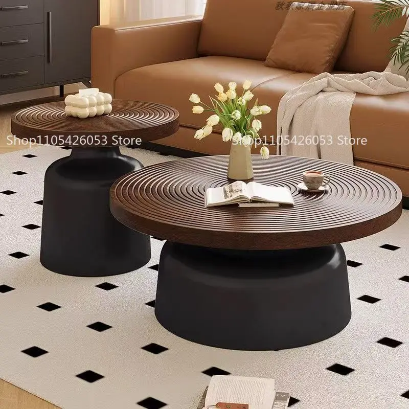 

Round small coffee table small apartment living room creative side table imitation solid wood small tea table apartment homestay