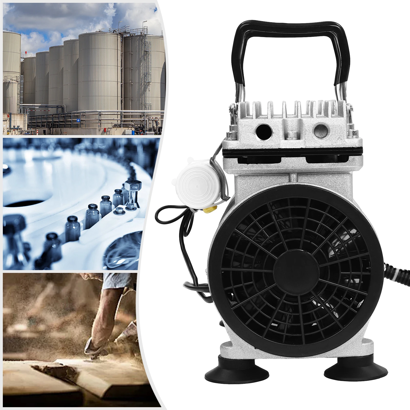 Moderne Aluminiumlegierung 2-Zylinder Ölfreie Vakuumpumpe 550W Reiner Kupfermotor 8bar 120L/min G1/4 für Industriezwecke – Detail 3