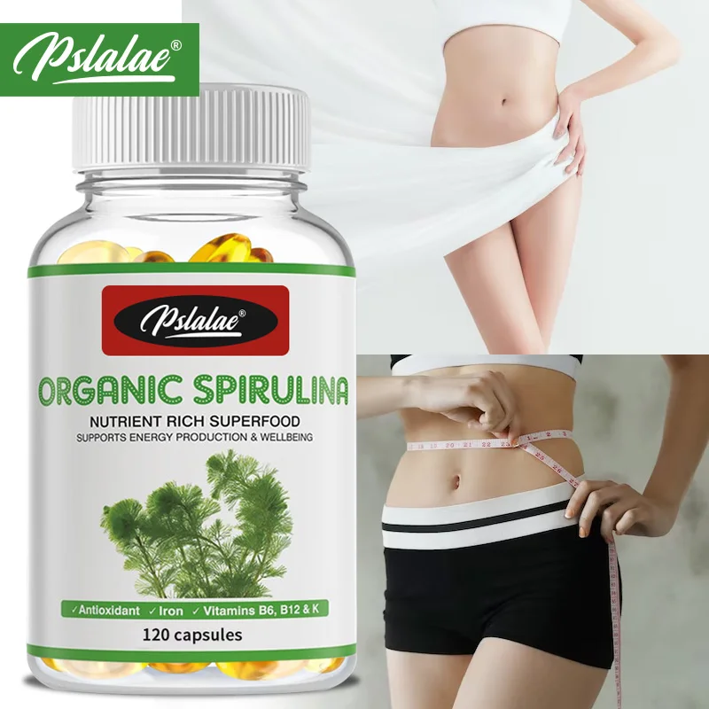 

Spirulina Capsules - Reduces Fatigue, Supports Cardiovascular Health, Eye and Brain Health, Improves Digestion, Boosts Immunity