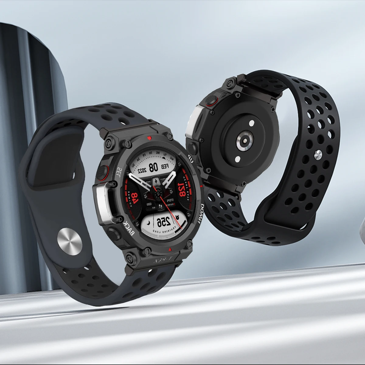 ซิลิโคนระบายอากาศสําหรับ Huami Amazfit T-REX 2 สมาร์ท Watchband ผู้หญิงผู้ชายสร้อยข้อมือสําหรับ Xiaomi Amazfit T-Rex/T-Rex Pro Correa