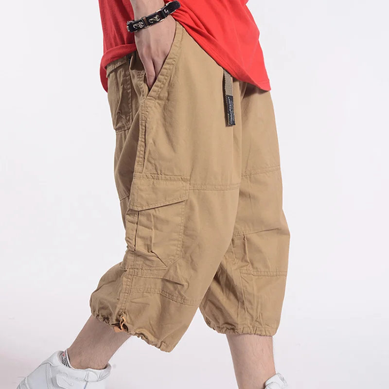 Men's Shorts Khaki Cargo Shorts Men Cotton Summer Casual Shorts Bermudas Tactical Short Pants Plus Size 46 48 50 150kg