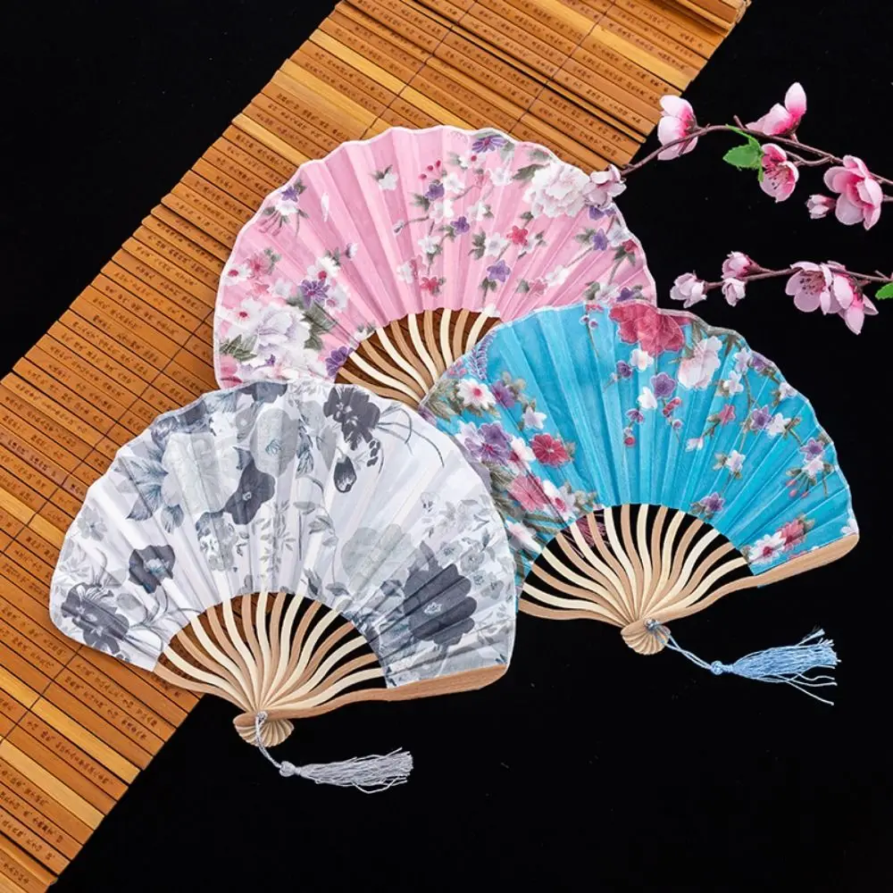 1Pcs Portable Japanese Folding Fan Summer Dance Performance Props Retro Fans Women's Home Decoration Gift Silk Cloth