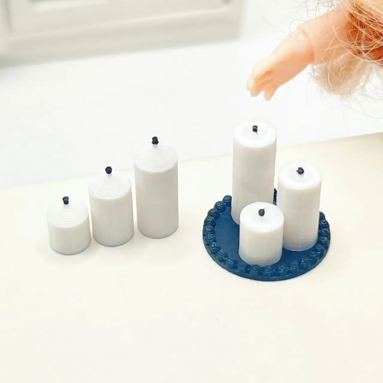 Dollhouse Mini Candle Model Candle Plate Scene 1:12 Miniature Photography Props Micro Scene Table