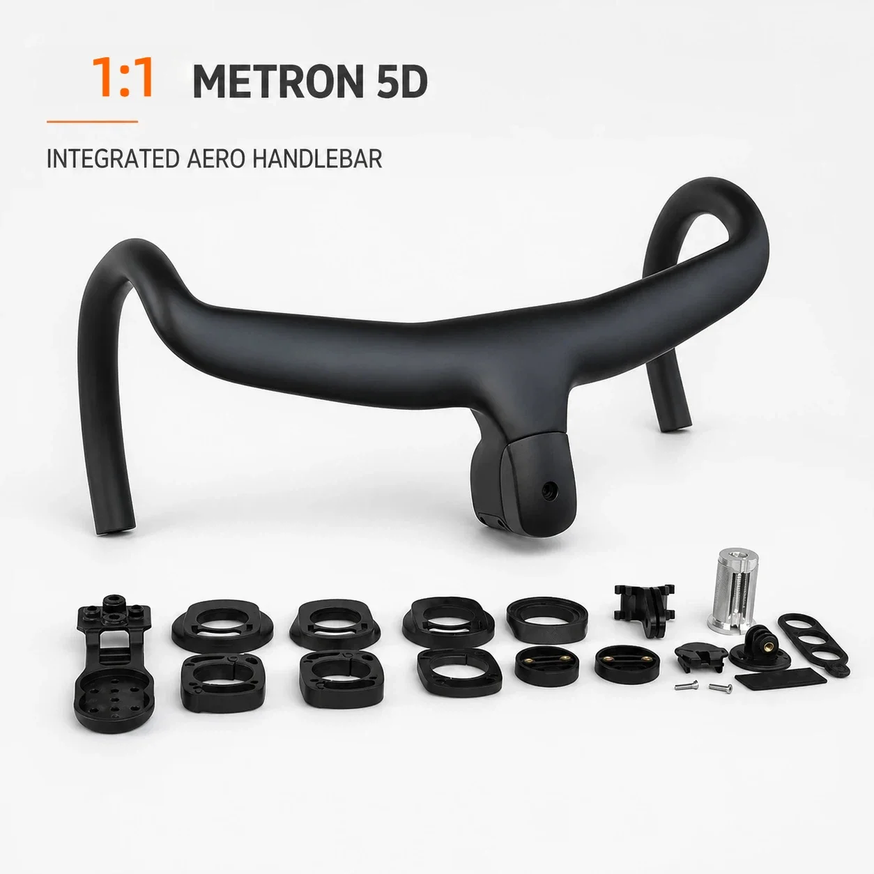 1:1 5D EVO Integrated Carbon Fiber Aero Road Bike Handlebar Aerodynamic integrated Cable Routing Di2 Ready Computer Mount