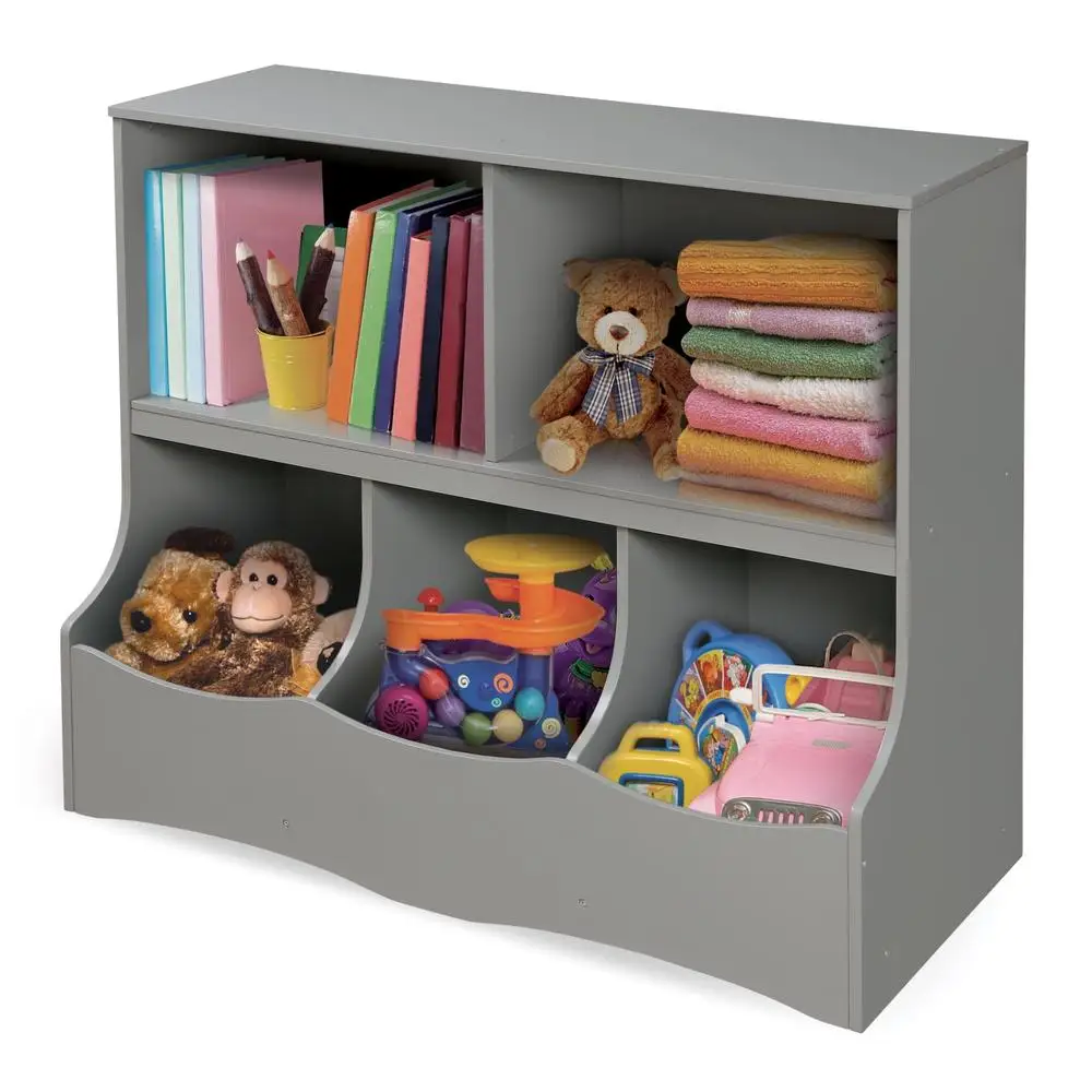 Children's Toy Storage Cubby Organizer Multi-Bin Wood Shelves Playroom Nursery Craft Supplies Small Toys Family Room