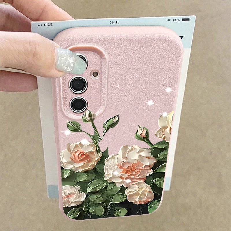 Ölgemälde Rose Blume Telefon Fall für Samsung Galaxy A56 A36 A26 A55 A16 A15 A54 5G S25 Rand S24 FE S23 S22 Ultra Soft Cover