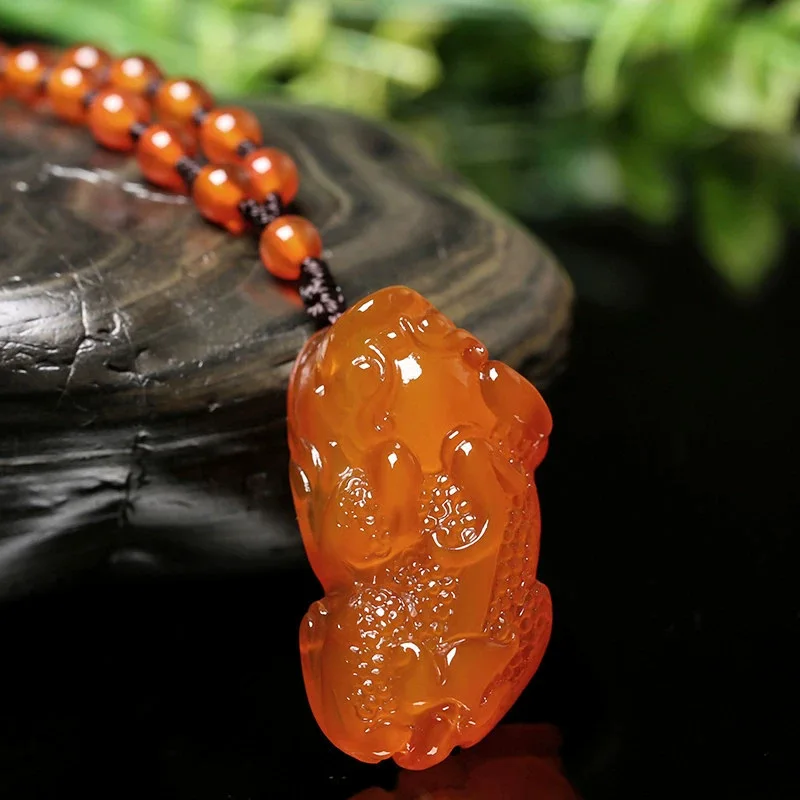 Chalcedony Ruyi Pixiu Orange Pendant, The Same for Men and Women