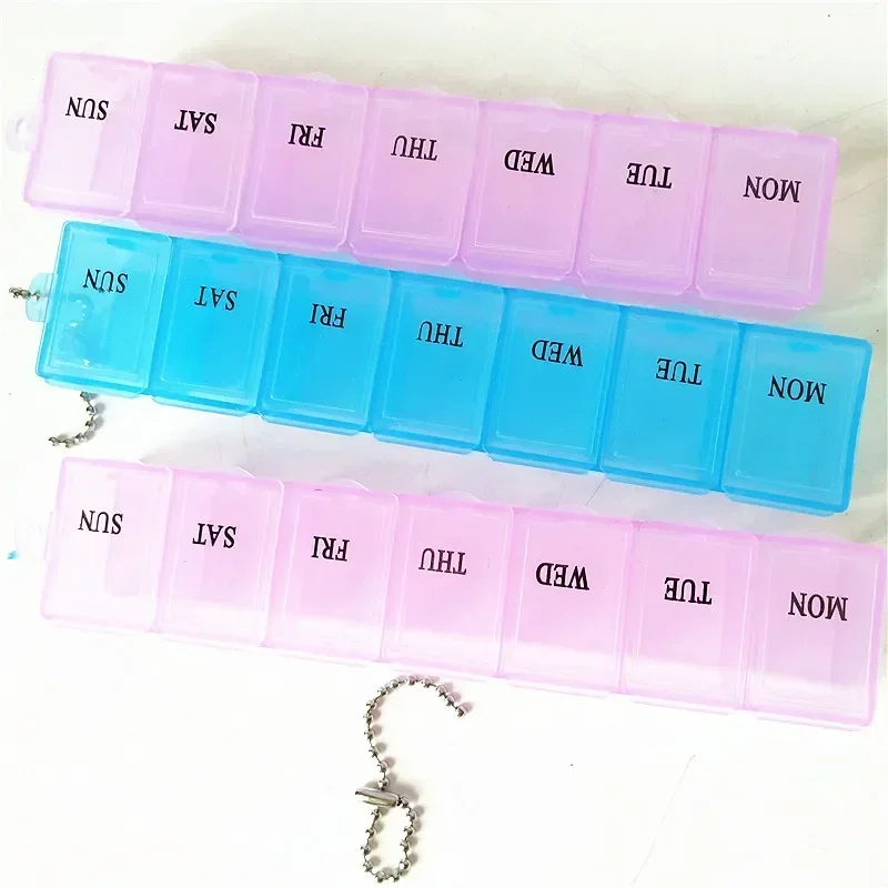 Medicine Pill Box 7 Days Weekly Pillbox Case Plastic Square Pills Box Organizer Week Tablets Medicine Storage Medical Travel