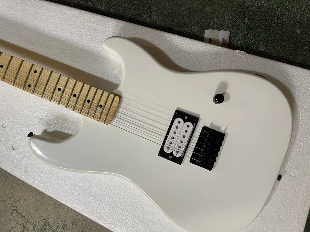 6 Strings White Electric Guitar with Maple Fingerboard,Humbucking Pickups,Offer Customize