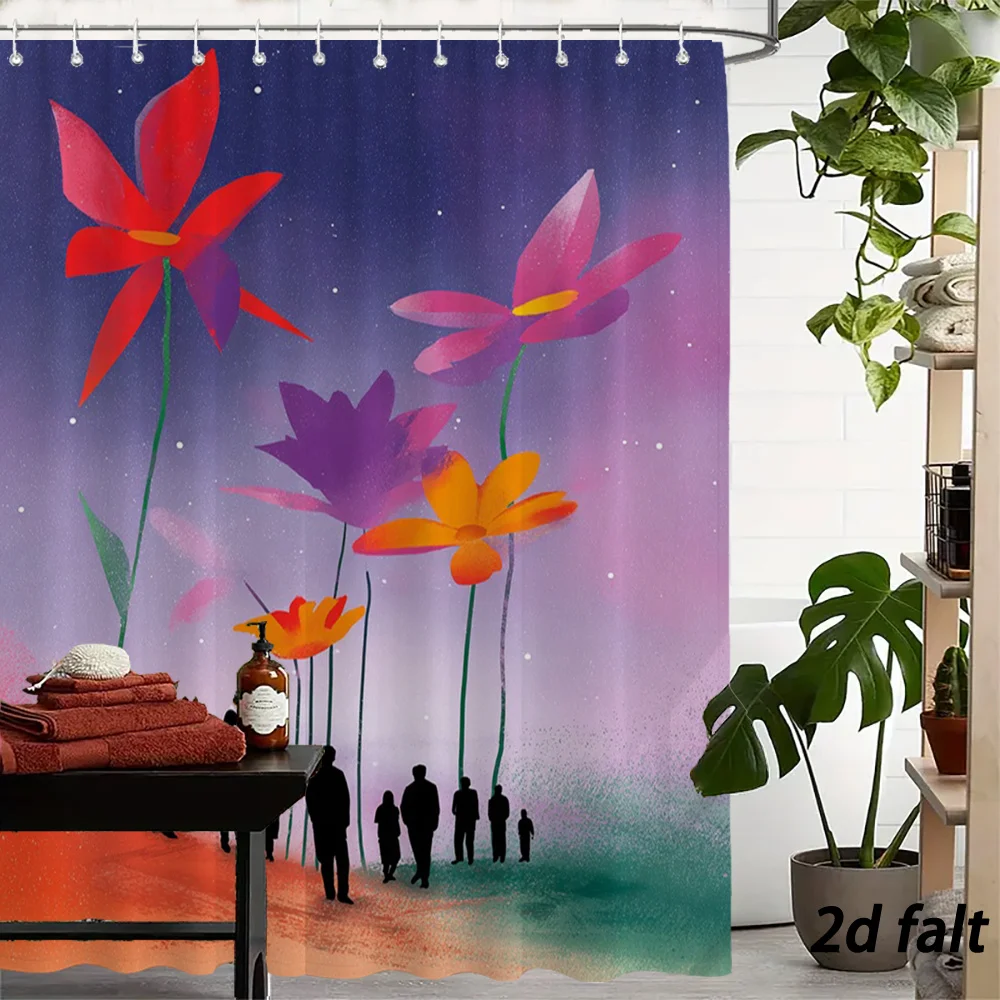 Surreal Art Giant Floral & Human Silhouette Pattern Bath curtain Cozy Plush Bedspread Portable Travel Blanket for Bedroom