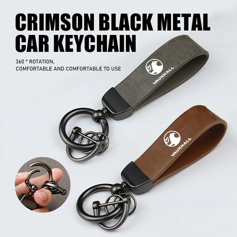 Leather Rope Car Keychain Hand Braided Horseshoe Buckle Keychain For Vauxhall VXR Astra Mokka Tigra Corsa Grandland D Astra G J