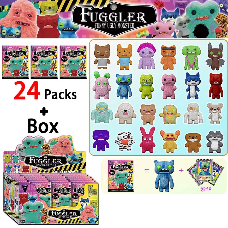 

2-24pcs Fuggleres Blind Box figures Mystery Box Anime Doll Figure PVC model Toys desktop Decorative Kids birthday Christmas Gift