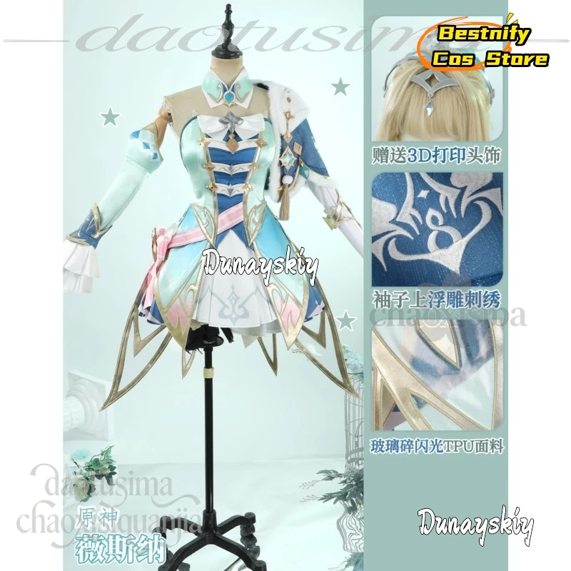 907Vesna Strivozha Cosplay Anime Game Genshin Impact Costume Kawaii Fairy Outfit Y2K Dress Sweet Lolita Wigs Halloween Christmas - view 2