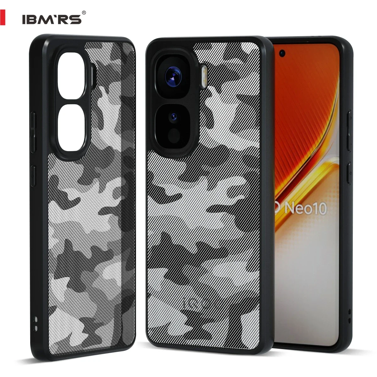 

for iQOO Neo10 Case PC+TPU Hybrid Camouflage Camo Pattern Wireless Charging Original Feel Protective Cover