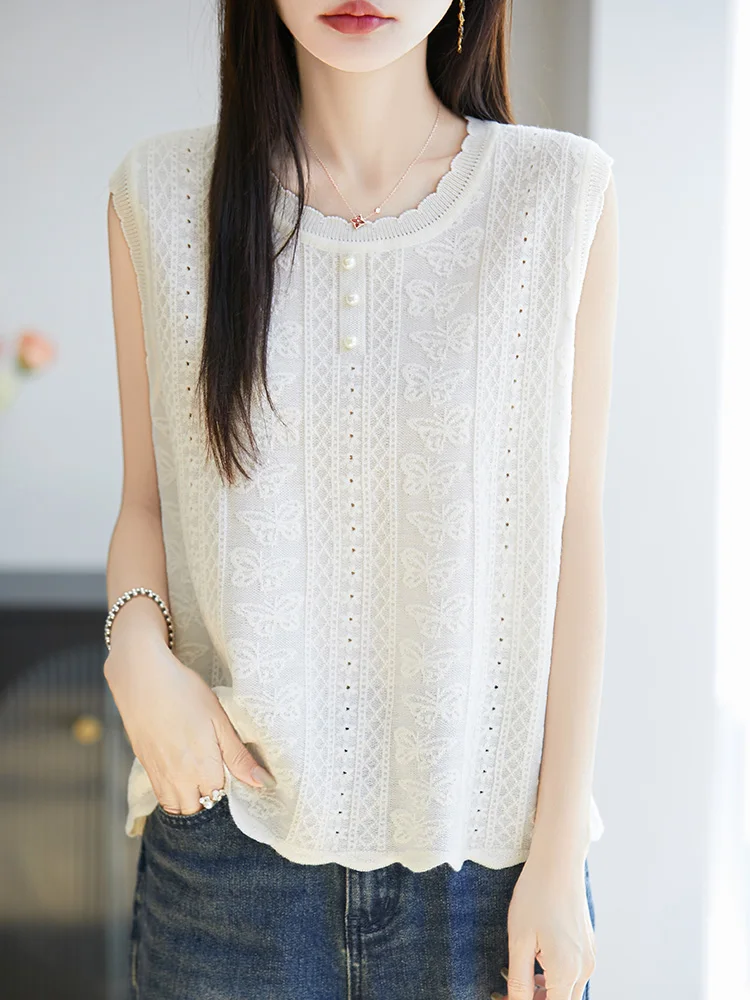 

Summer 2025 Women's round Ne Svel Knitted Top Loose Thin Pure Color Versatile Slimming Comfortable Korean Sle