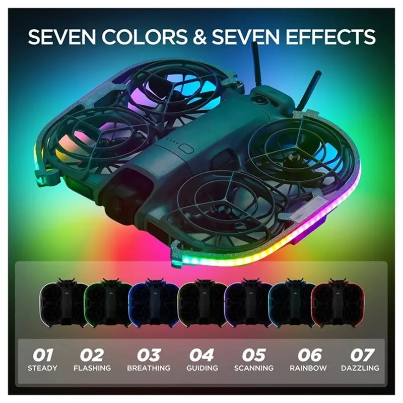A52T LED Light Strip For DJI Neo 2 Drone Multi-Color Dynamic Modes 80 Leds 60° Fill Light Type-C