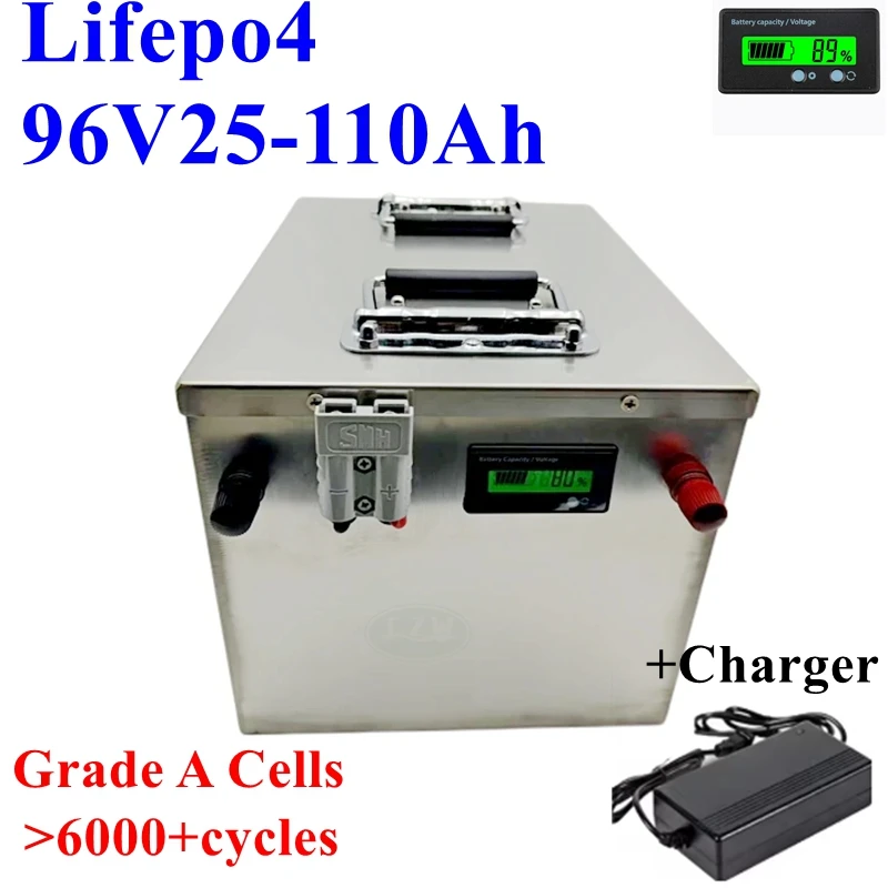

CZW 96V 25Ah 40Ah 50Ah 60Ah 70Ah 80Ah 100Ah 110Ah Lifepo4 Battery with BMS 32S for Electric Cars Four Wheels Motorcycles Robot