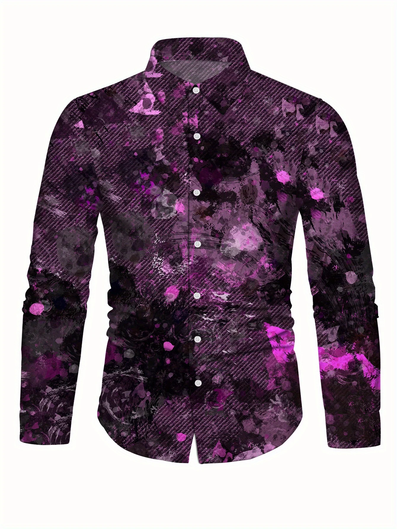 Men's Floral Print Long Sleeve Shirt - Contrast Regular Fit Button-Up, Classic Collar All-Season Versatile Top for Casual
