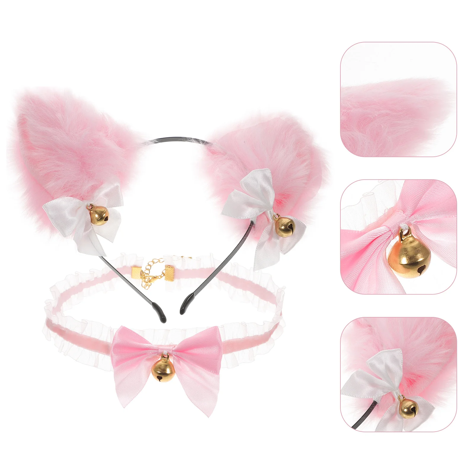 

Cat Ears Headband Neck Bell Set Kitten Ears Hair Hoops Cosplay Party Headdress Accessories Dog Coat Pet Supplies