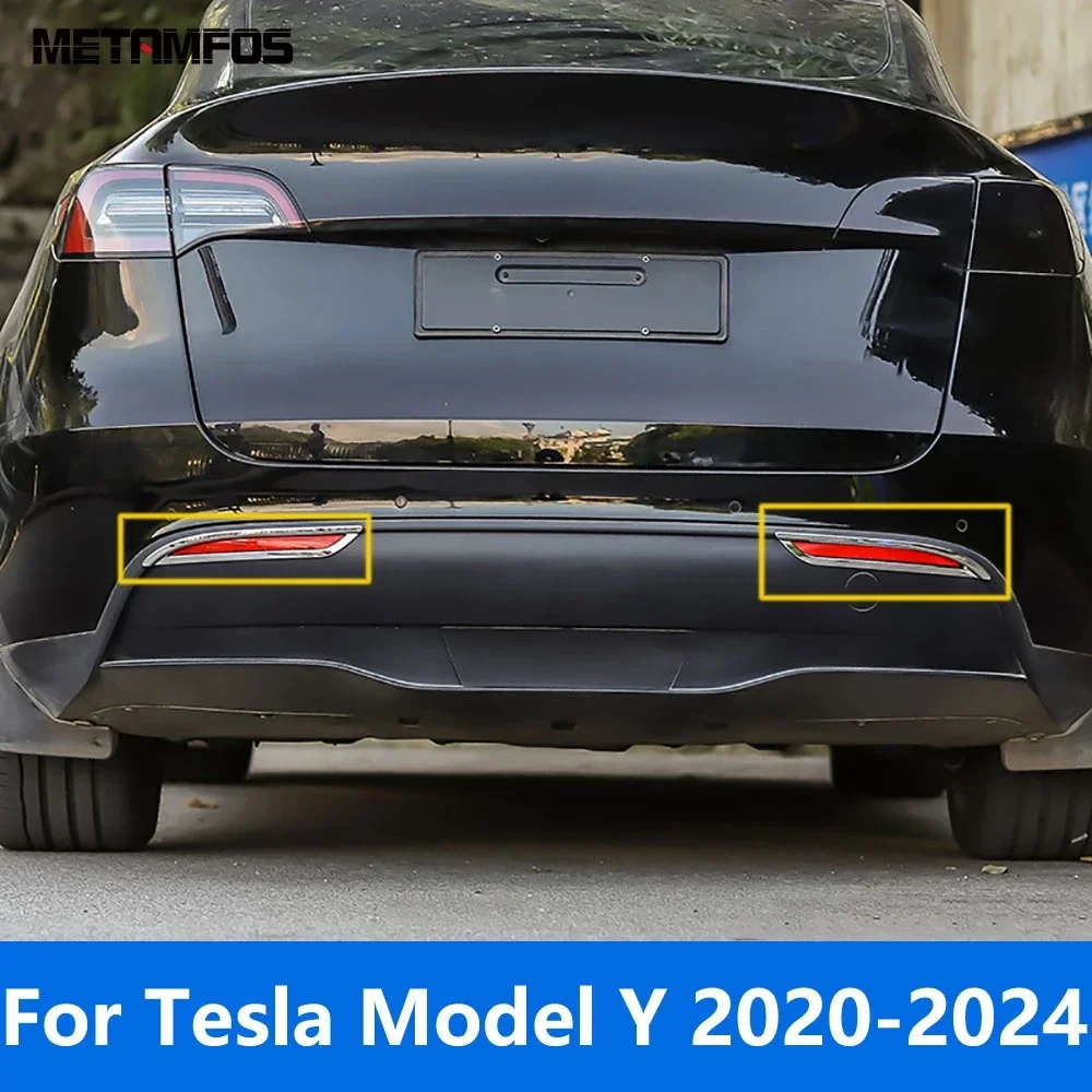 Per Tesla Model Y 2020 2021 2022 2023 2024 in fibra di carbonio fendinebbia posteriore copertura della lampada Trim telaio di protezione fendinebbia