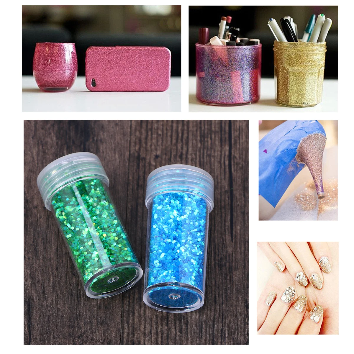 12Pcs Iridescent Paint Set Shining Glitter for Nail Art DIY Crafts Eyeshadow Nails Makeup Glitter Dust