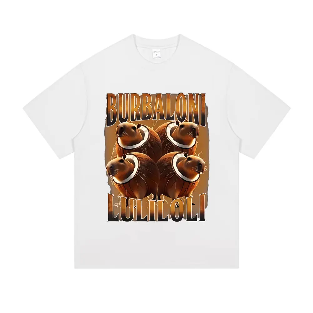 الإيطالية Brainrot Burbaloni لولليزي تي شيرت جوز الهند كابيبارا مضحك ميمي التي شيرت الصيف الرجال النساء عادية الفكاهة قصيرة الأكمام بلايز #4