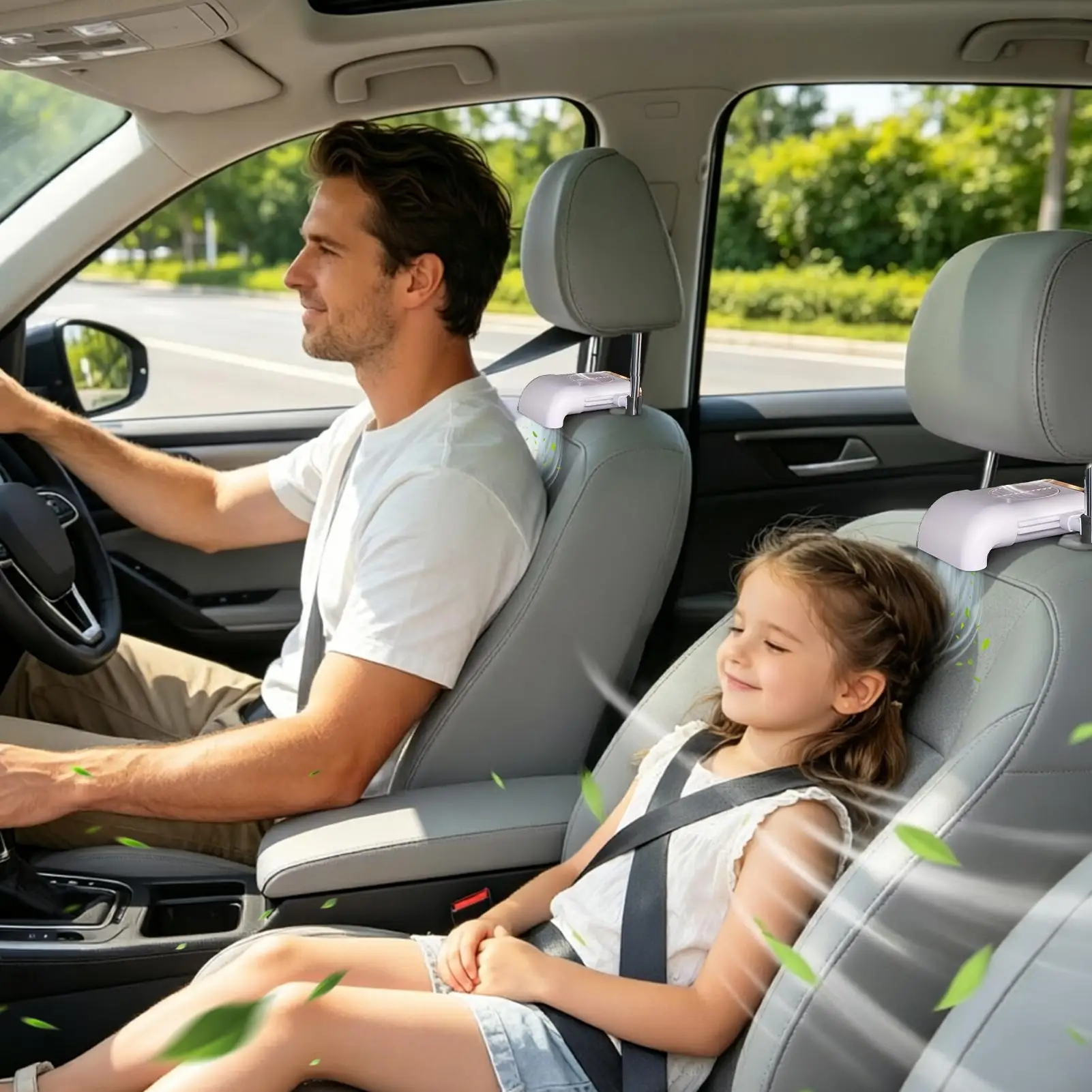 Car Backseat Fan Wireless USB Charging Rear Seat Headrest Cooling Ac For Summer Hot Weather Road Trip Long Drive Travel Daily