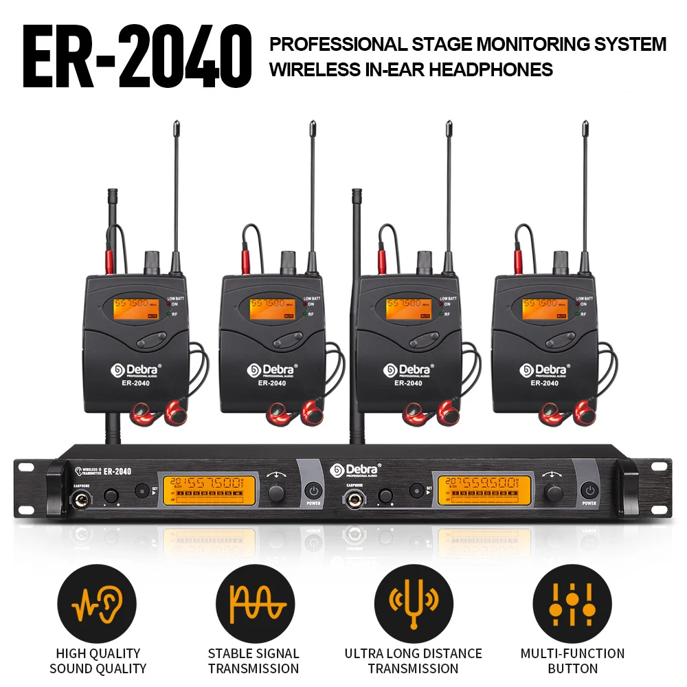 ER-2040 UHF Professional In-Ear Wireless Monitor System with Multiple Receivers for Stage, Small Concerts, and Orchestra