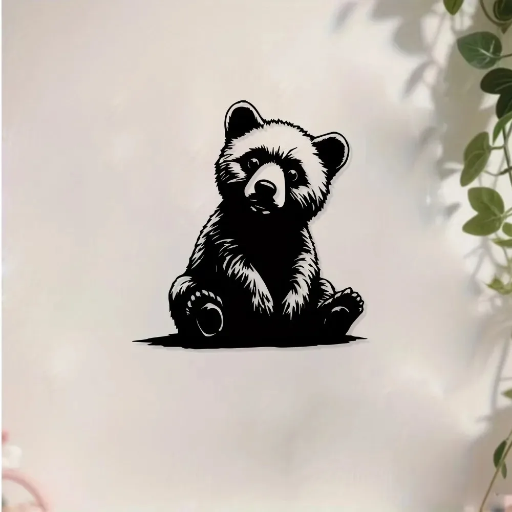 Iron Bear Metal Wall Art, Rustproof Standing Bear Statue Mural for Garden Fence, Holiday Gift