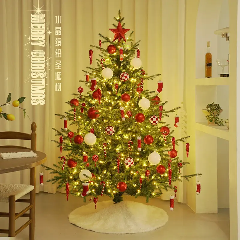 Pre-lit Luminous PE Simulation Spruce Christmas Tree Large DIY Assembly Kit For Household Living Room Festive Arrangement