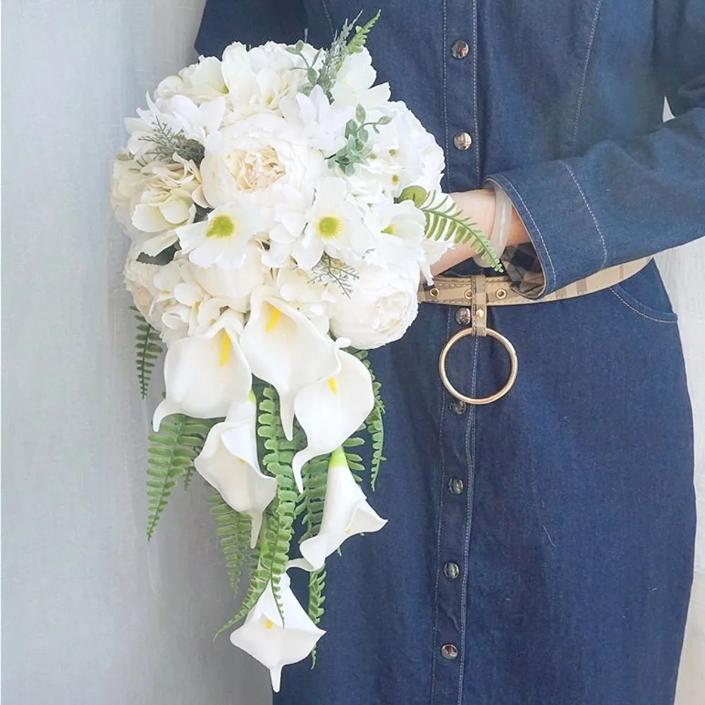 

Fresh White Drop Bridal Wedding Bouquet Boho Artificial Flower Bouquet for Healing Wedding Styling Wedding Accessories