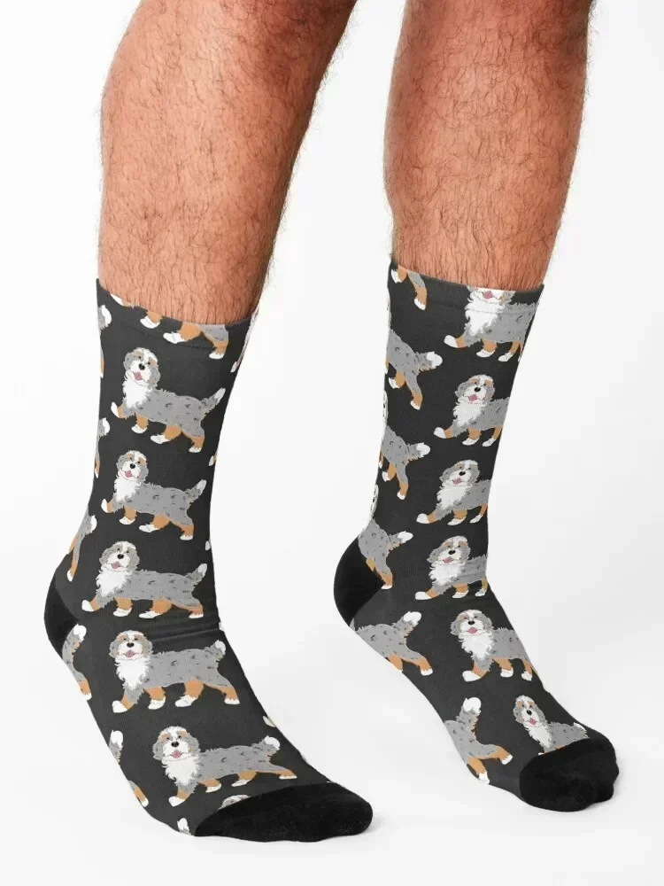 Merle Bernedoodle Calcetines Run retro Hombre Calcetines Mujer
