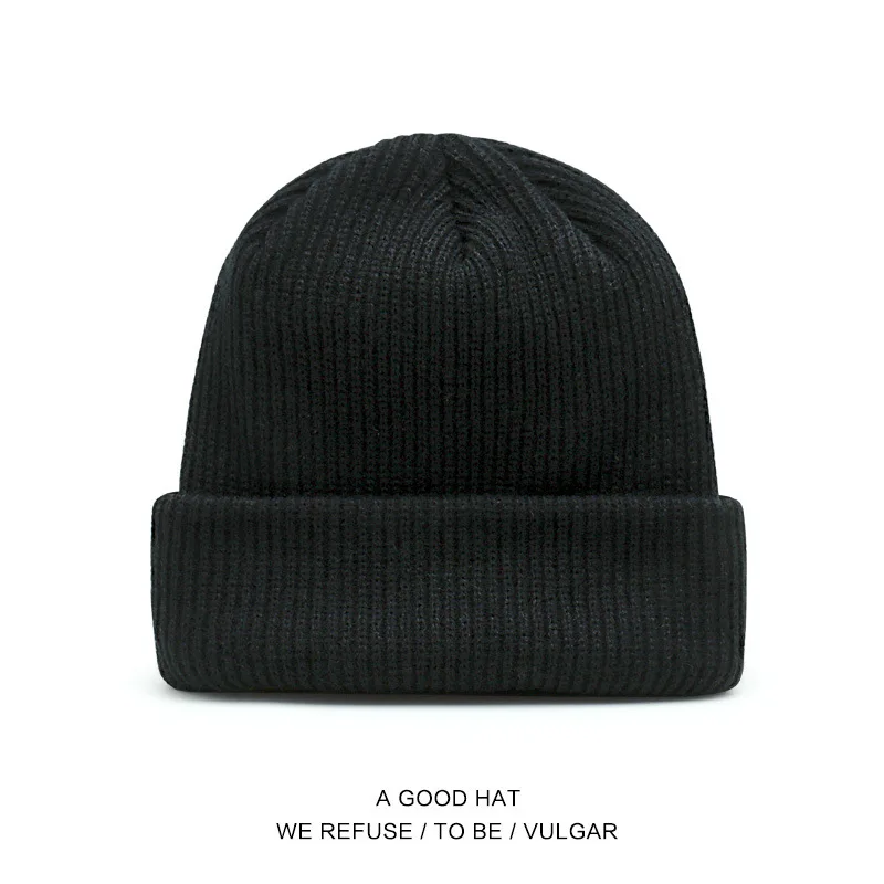 Fisherman Beanie Hat Ribbed Knitted Short Melon Cap Unisex Sailor Style Daily Winter Hats for Men Women