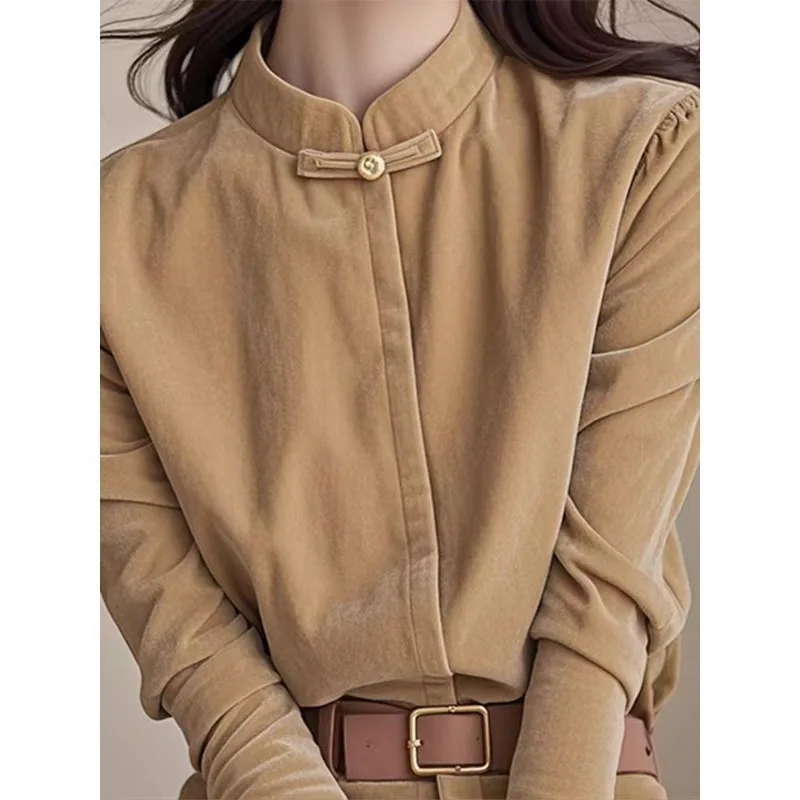 

Осенне-зимний однотонный женский пуловер с круглым вырезом, модная элегантная футболка с длинными рукавами, топы