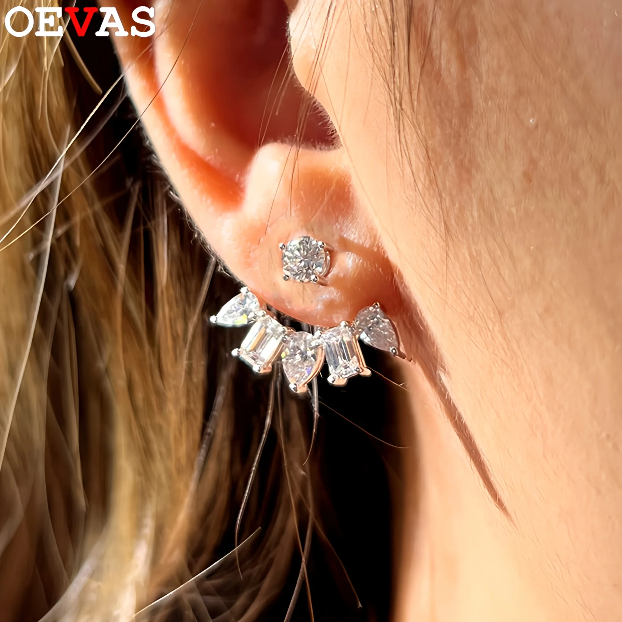 

OEVAS 6cttw Full Moissanite Earrings For Women 100% S925 Silver Waterdrop Lab Diamond 2 in 1 Detachable Stud Wedding Jewelry