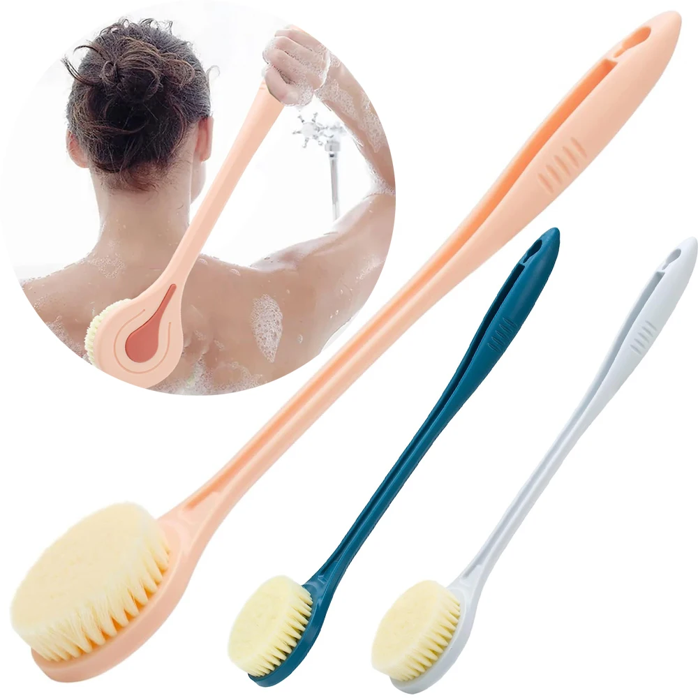 

1pcs Shower Brush with Soft Hair Long Handle Back Scrubber Body Exfoliator for Wet or Dry Brushing Massage Bathroom Body Brushes