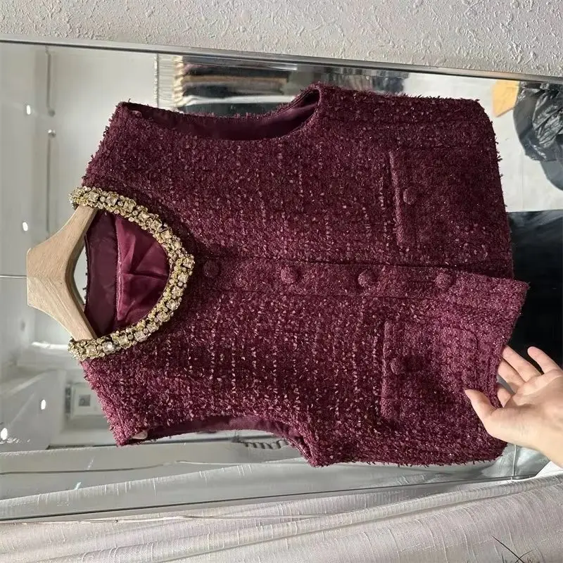 

Новый женский жилет, женские куртки, женский топ с небольшим ароматом, осенний новый жилет без рукавов, куртка онлайн, короткое пальто знаменитостей