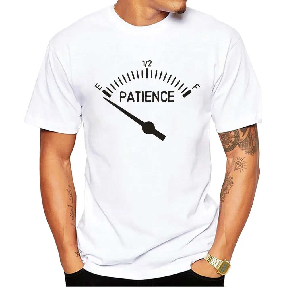 Harajuku T Shirts Short Sleeve Tshirts Cool Casual Tee Gas Gauge Patience Printed Men T-Shirt Clothing Oversized Harajuku tops