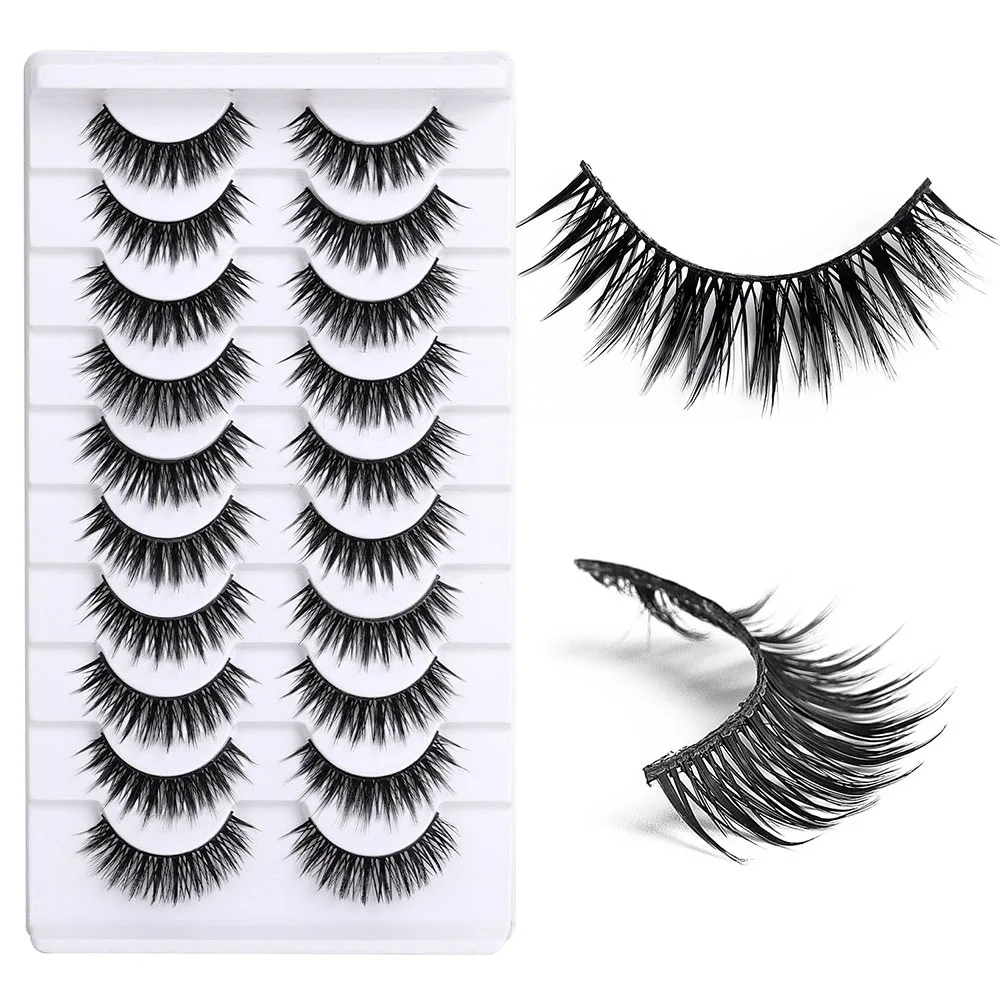 Black Natural Look False Eyelashes Wispy 3D Fake Eyelashes Volume Manga Lashes