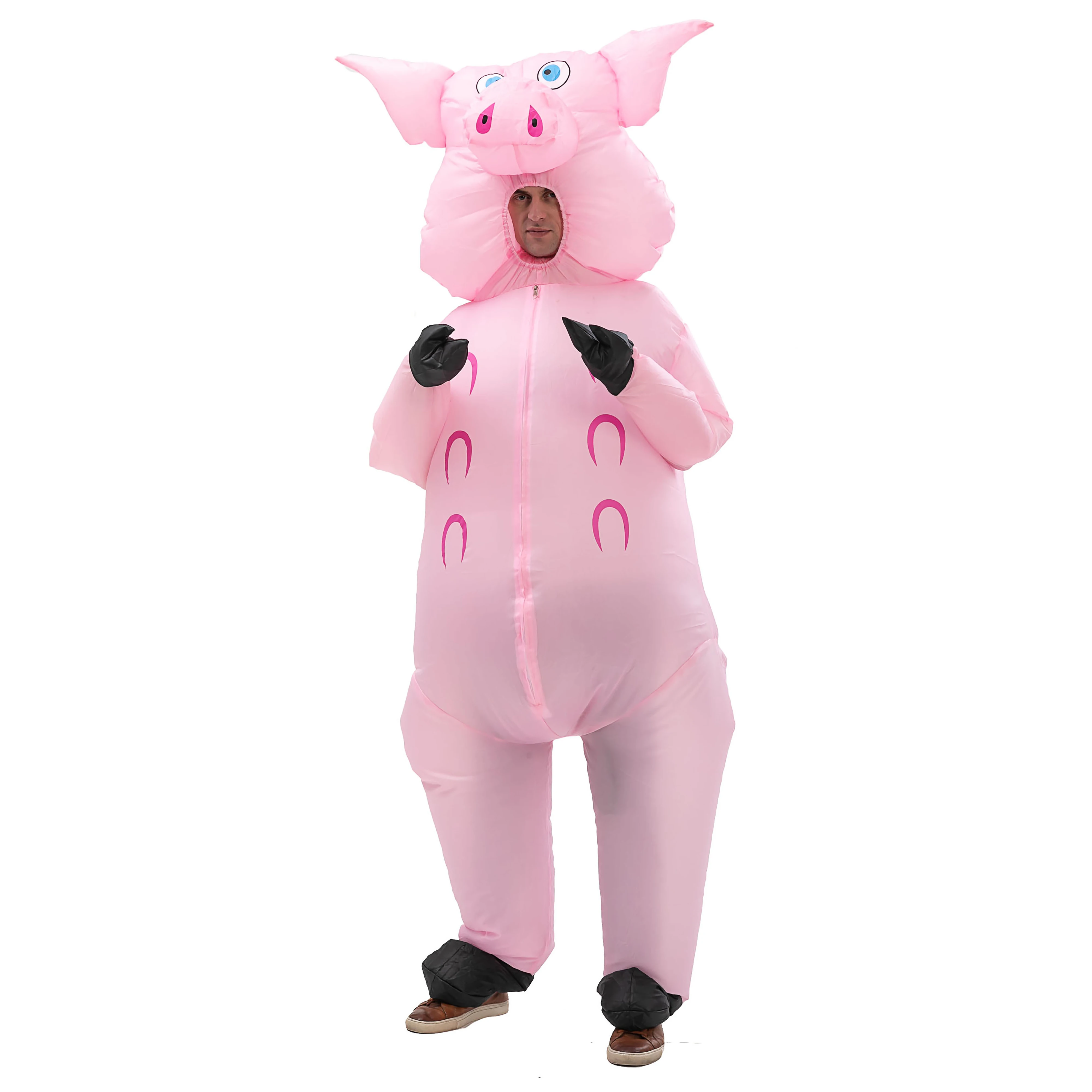 Adult Cartoon Cute Pink Inflatable Pig Costume Holiday Party Cosplay Costumes for Woman Man Animal Performance Wear