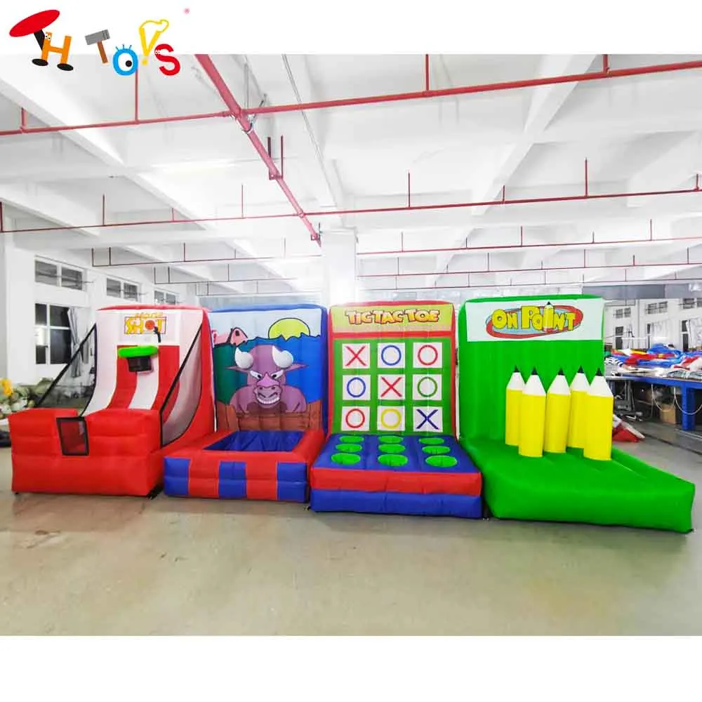 

Fast Shipping Popular 4 in 1 Inflatable Carnival Games Combo for Party Event Commercial Inflatable Ball Toss Sport Game