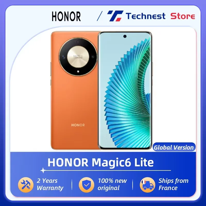 Version mondiale de HONOR Magic6 Lite 5G 108MP Cam�ra principale Snapdragon 6 Gen 1 5300mAh HONOR Magic6 Lite