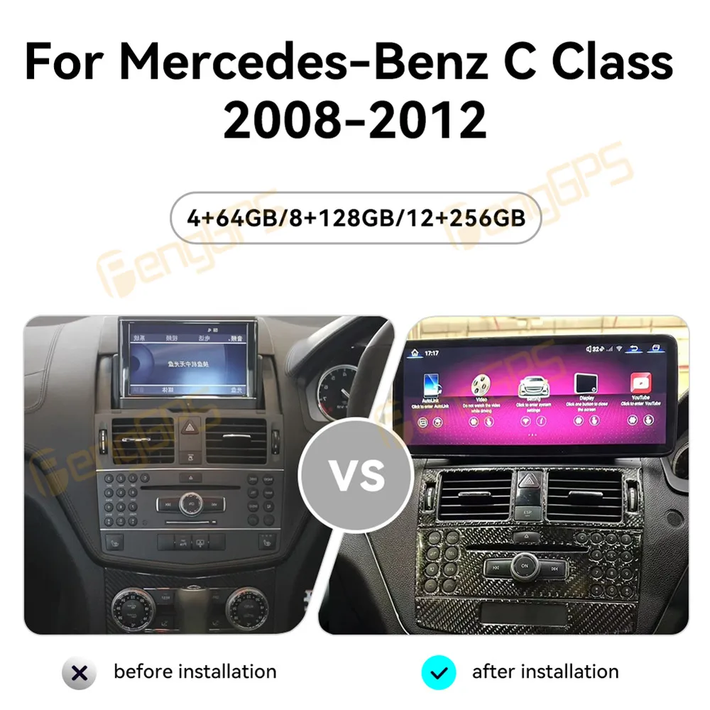لمرسيدس بنز C الفئة C180 C200 C230 W204 2008-2012 أندرويد راديو السيارة 2Din استقبال ستيريو Autoradio مشغل وسائط متعددة لتحديد المواقع